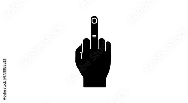 Fototapeta A stark black and white graphic depicting a hand giving the middle finger gesture.