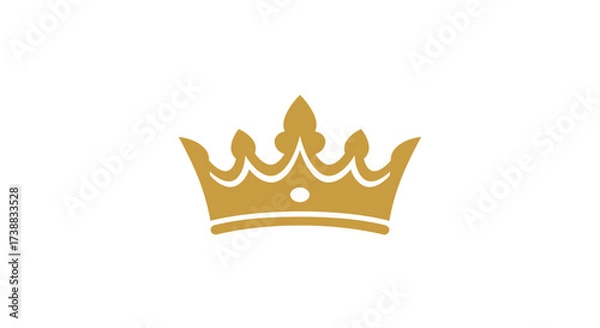 Fototapeta A golden crown icon, symbolizing royalty, leadership, and power, isolated on white background.