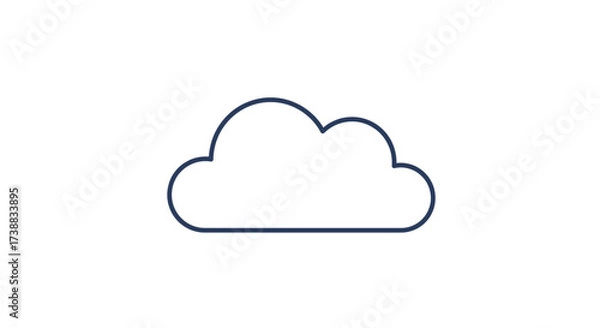 Fototapeta Simple, clean illustration of a fluffy, white cloud against a stark white background.