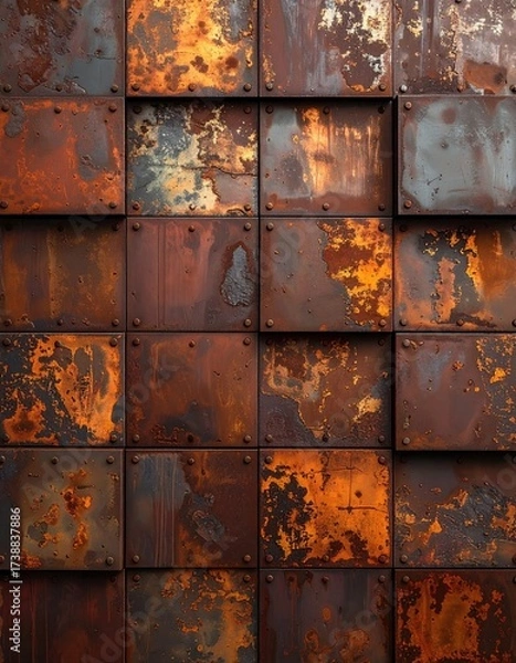 Fototapeta Patchwork rusty metal plate pattern
