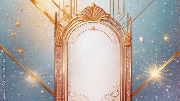 Fototapeta ラグジュアリーなアンティークな夜空モチーフ金アールデコ壁紙