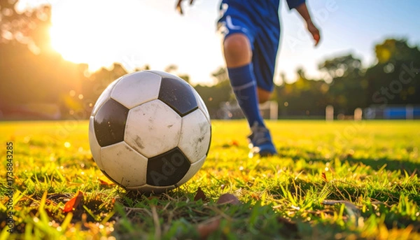 Fototapeta サッカーボールを追う少年