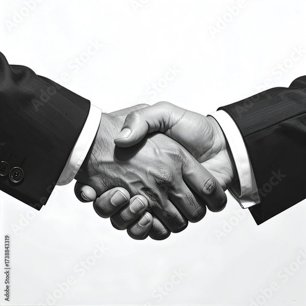 Fototapeta ビジネスマンの握手　クローズアップ白黒写真
