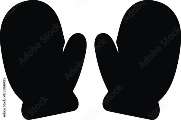 Fototapeta Vector silhouette two mittens winter accessory illustration