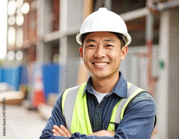 Fototapeta Smiling construction worker (1)
