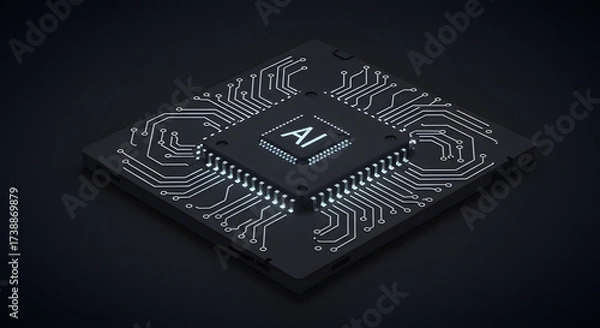 Obraz Artificial Intelligence AI Microchip Circuit Board