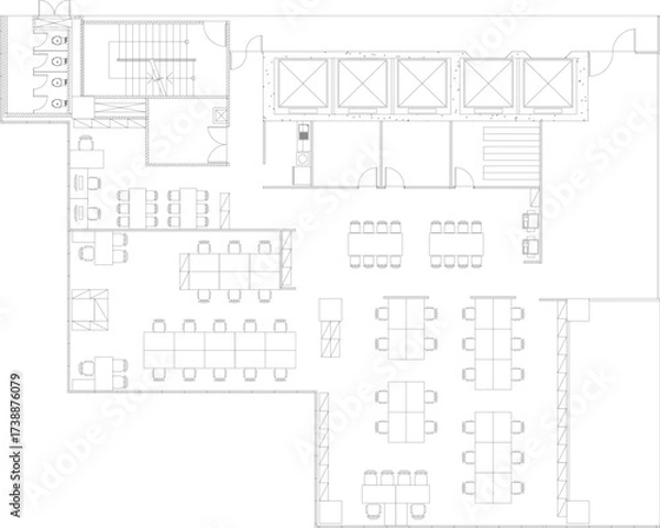 Obraz Interior Design Office Layout – Meeting Room, Pantry, and Staff Area (Educational Purpose)