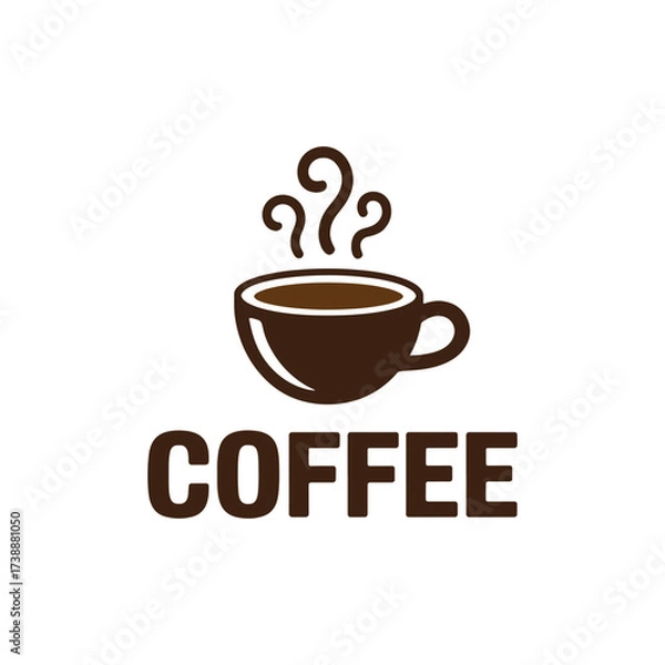 Obraz Warm Coffee Cup with Steam A Simple and Inviting Logo for a Cozy Coffee Shop or Cafe