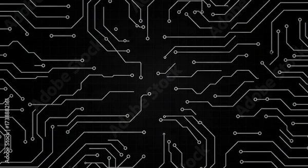 Obraz Circuit Board Pattern On Dark Background