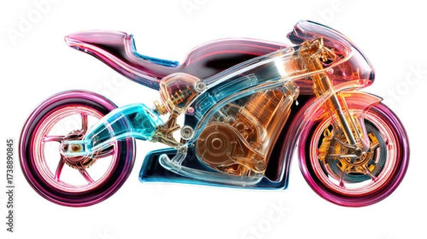 Fototapeta Internal Combustion: Explore the inner workings of a powerful motorcycle with a visually stunning, transparent rendering that showcases the engine's intricacies.