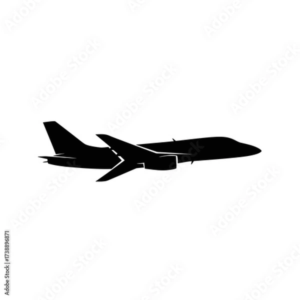 Fototapeta Sleek silhouette of a jet airliner gracefully soaring through the open skies showcasing modern