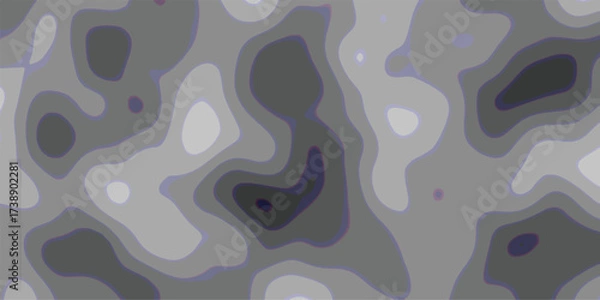Fototapeta Abstract contour map illustration featuring a seamless topographic pattern with layered tonal variations in cool gray shades suitable for backgrounds