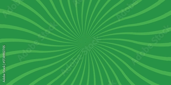 Fototapeta Green burst graphic with radial wavy lines from center creating a dynamic and energetic design for promotional projects and creative branding