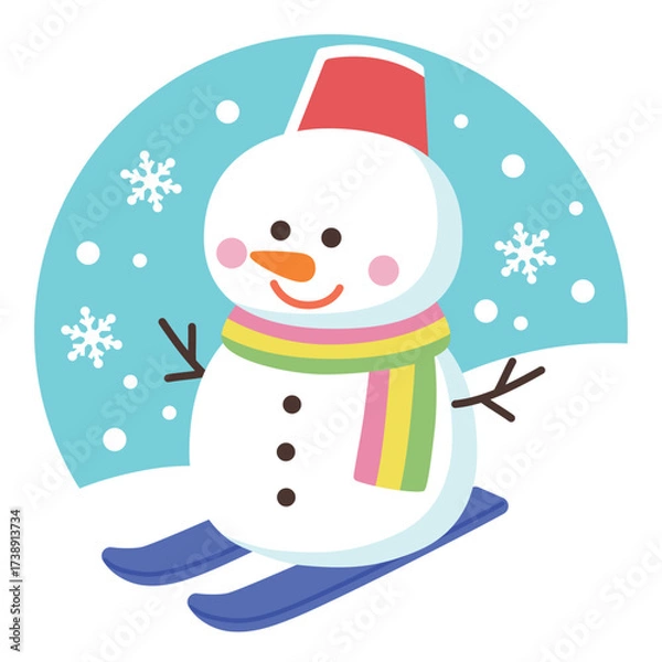 Obraz スキーをする雪だるま