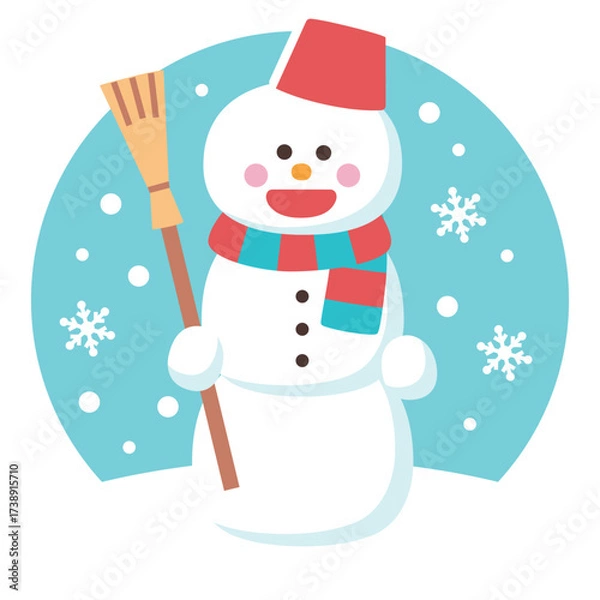 Obraz ほうきを持った雪だるま