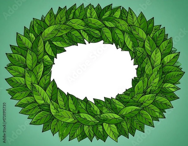Fototapeta Green Leaf Wreath Frame Design.
