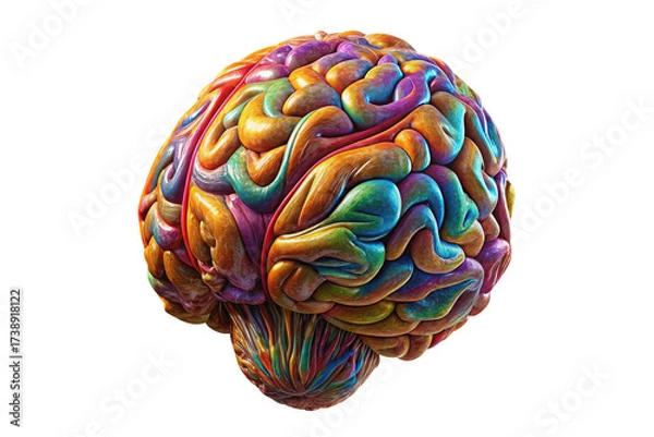 Obraz Colorful abstract brain with intricate details isolated on transparent background