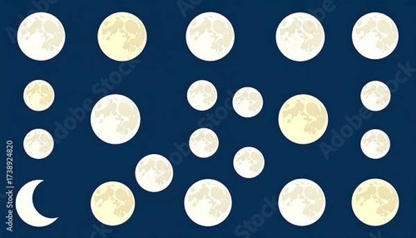 Obraz Pattern of Full and Crescent Moons on Blue Sky