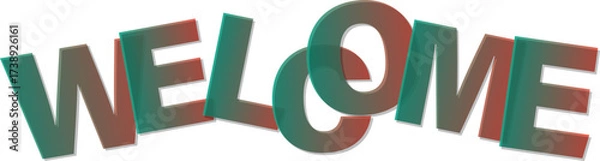 Fototapeta Welcome word with gradient colors and layered effect greeting text