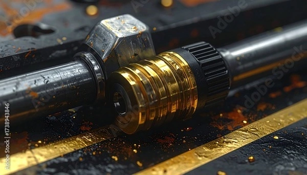 Fototapeta Metallic mechanism close-up