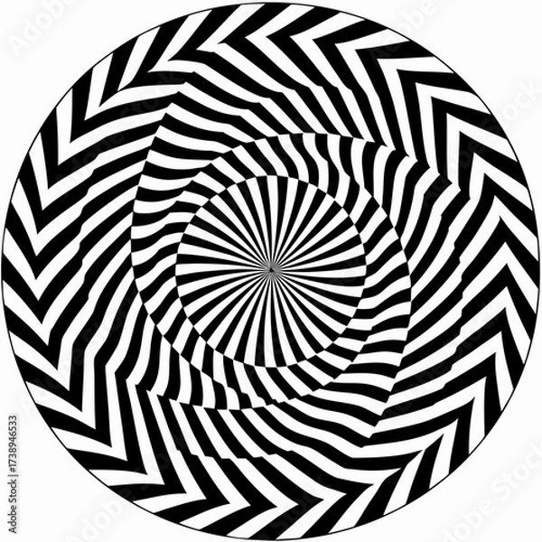Fototapeta Concentric black and white optical illusion spiral pattern