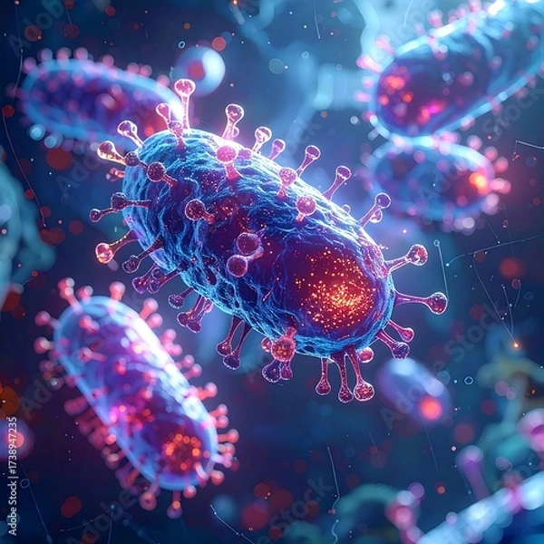 Fototapeta Microscopic virus close-up