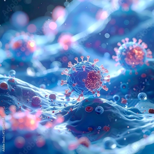 Fototapeta Microscopic virus cluster