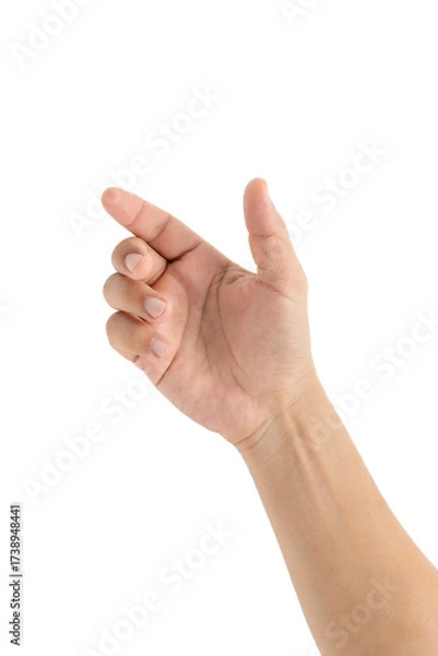 Fototapeta hand, hand pick some like object isolated on white background, manicured hand, concept the selection, pick up things