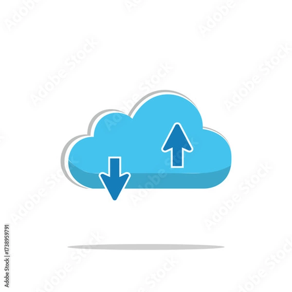 Fototapeta Blue cloud with up and down arrows vector art