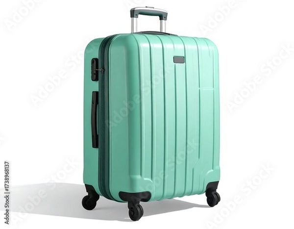 Fototapeta Mint green hard-shell suitcase