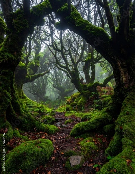 Fototapeta Misty forest path
