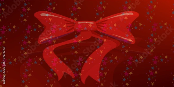 Fototapeta Red ribbon isolated on maroon background with stars
