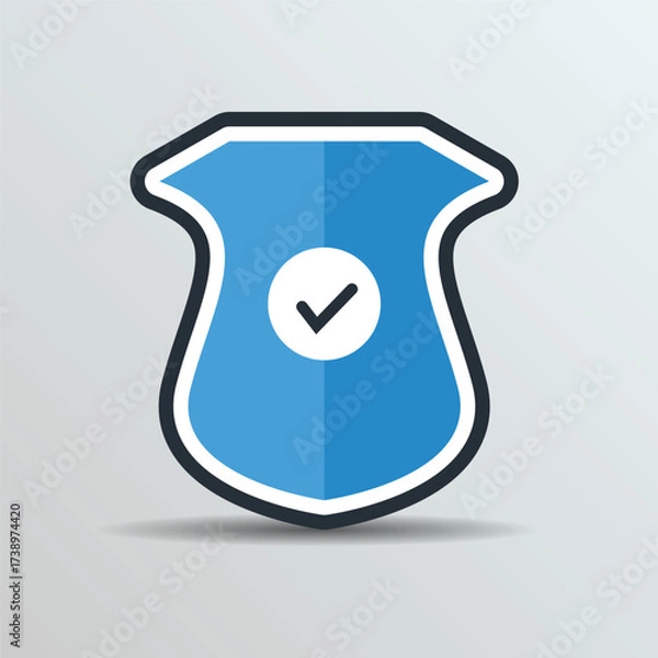 Fototapeta Blue shield icon with check mark. Shield with a checkmark. Protection and security symbol. 