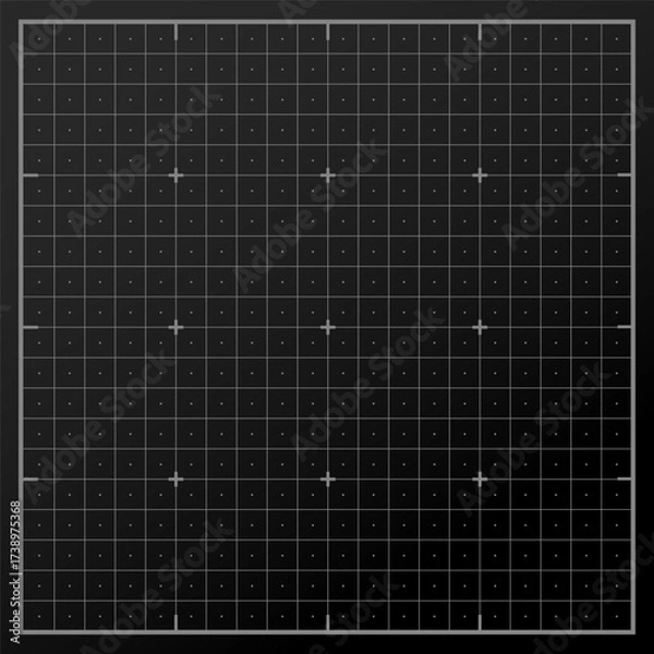 Fototapeta Blueprint black graph. Black grid for motion graphic, VFX tracking markers and video effects. Vector Illustration.