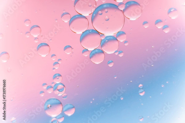 Fototapeta Abstract Pink and Blue Gradient Fluid with Bubbles