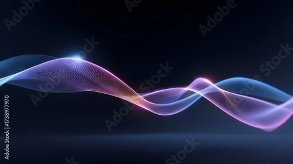 Obraz Abstract glowing intertwined wavy lines with vibrant gradient colors on a dark background showing bright light flares
