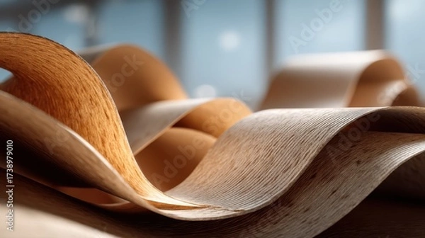 Fototapeta Abstract layers of plywood wood workshop conceptual image contemporary environment close-up view design inspiration