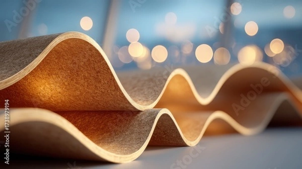 Fototapeta Plywood layers overlapping in a conceptual image indoor setting abstract design artistic perspective