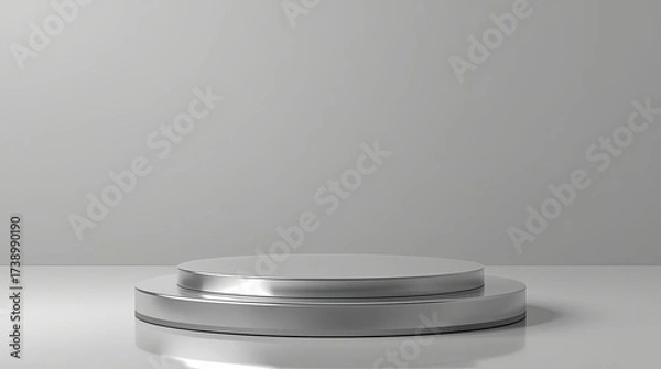 Fototapeta 3D Minimalist Round Product Podium in White and Grey Tones for Display Mockup