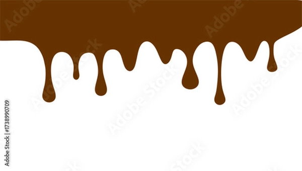Fototapeta Wavy chocolate pattern. Chocolate wavy drip illustration. Brown chocolate drip illustration. Melted brown chocolate illustration. Liquid ice cream on waffle pattern background