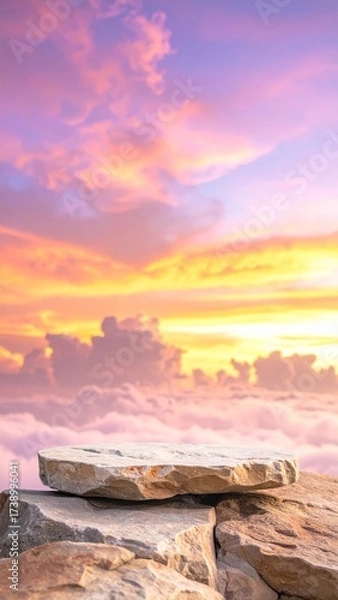 Obraz Podium on Pink Sky Reflection Floor