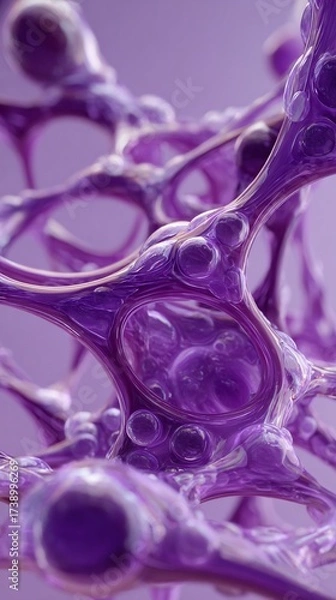Fototapeta Abstract Purple Glossy Organic Molecular Structure in a Cellular Network