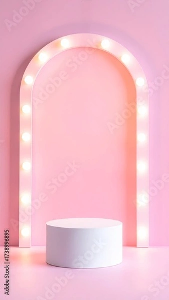 Obraz Pink Podium with Glowing Background