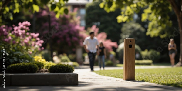 Fototapeta Quantum Poetry Garden Self-writing verses grow on algorithmic vines. Robotic bees pollinate metaphor blossoms. Fountains mist with stanza fragments. Benches