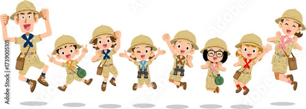 Obraz 子ども探検隊と引率の大人たち
