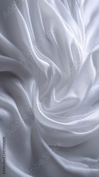 Fototapeta Elegant white fabric flowing in soft waves and textures.