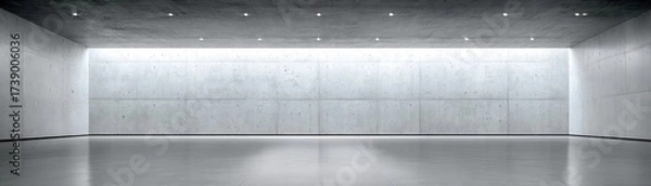 Fototapeta Minimalist interior view of an empty modern gallery space.