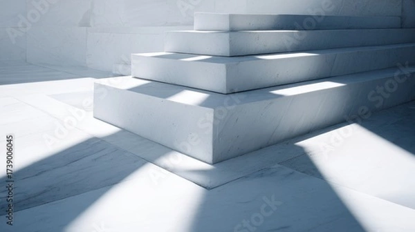 Fototapeta Minimalist design showcasing light and shadows on stair steps.