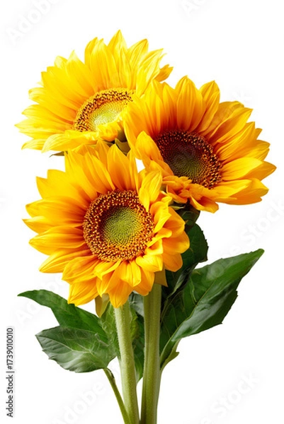 Obraz Three blooming sunflowers isolated