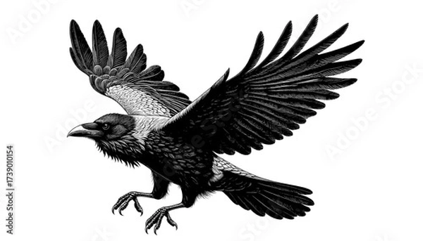 Fototapeta raven with wings